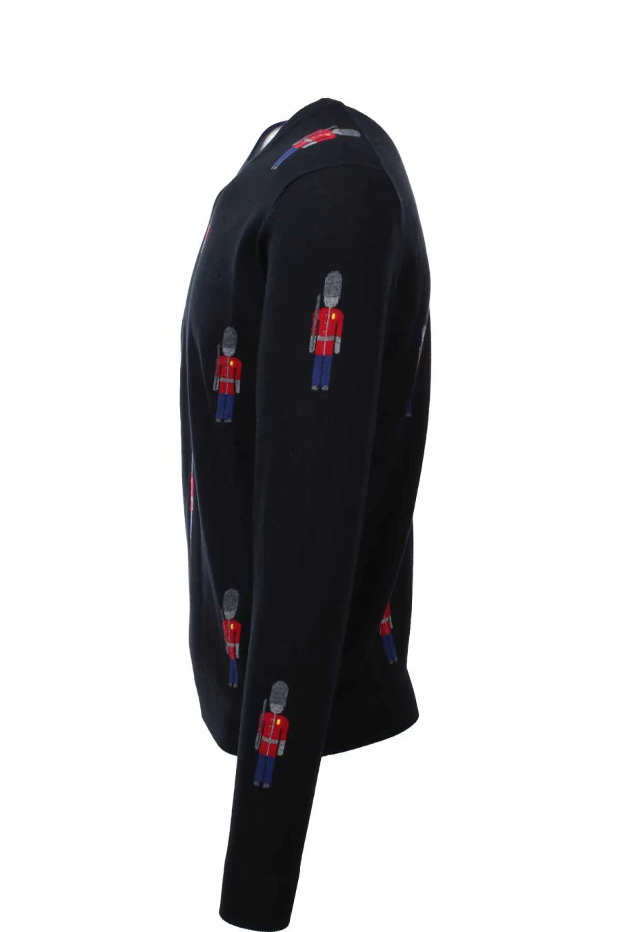 "Sun68 Men's Wool Crewneck Sweater with Military Soldier Design - Premium Knitwear"
