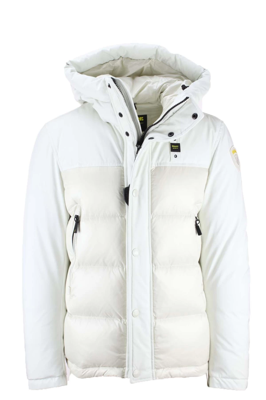 BLAUER Men's Double-Fabric Hooded Down Jacket - Lightweight Winter Coat for Cold Weather
