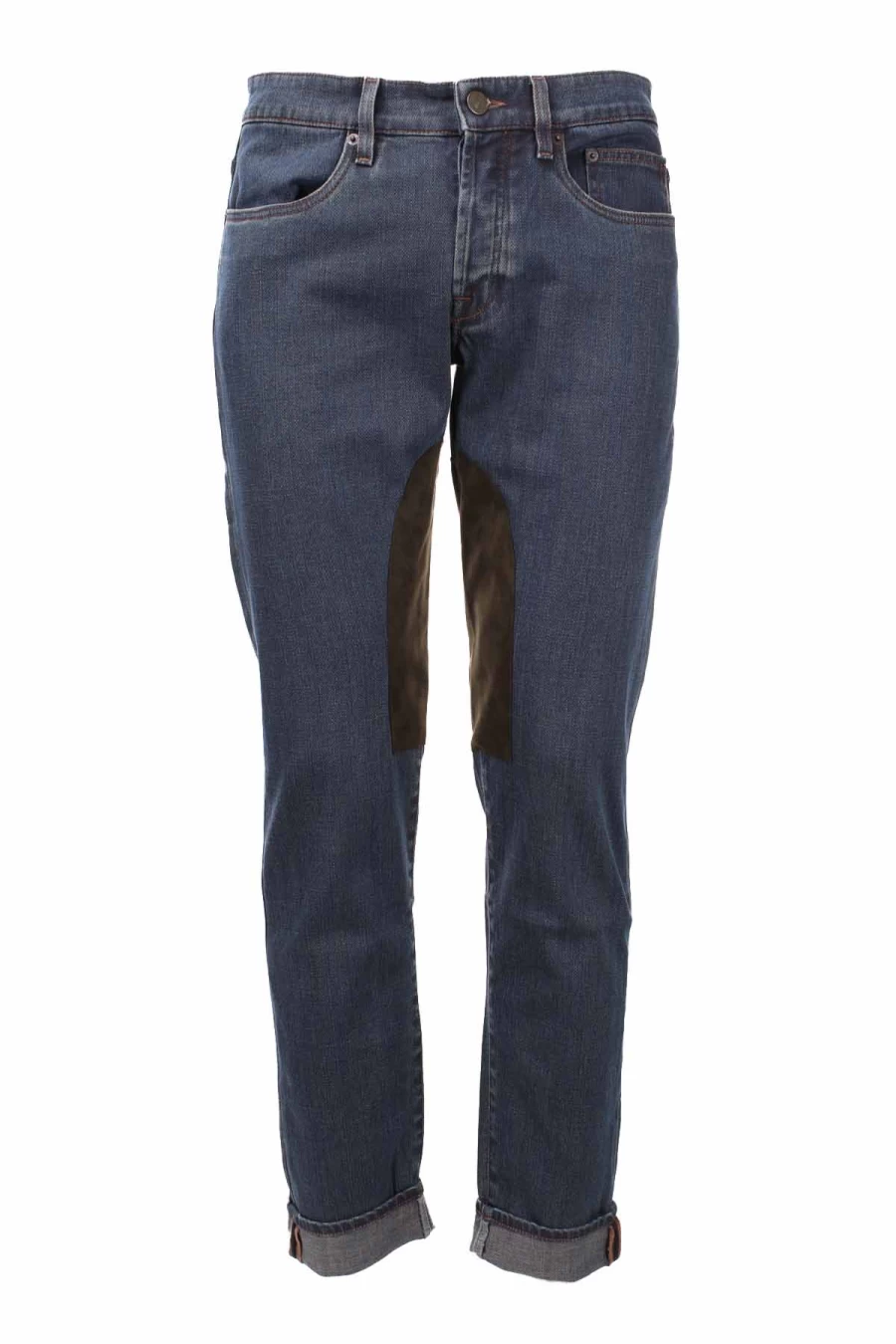 Seville Men's Pocket Denim Jeans with Alcantara Patches - Siviglia Collection - Prestigemodauomo