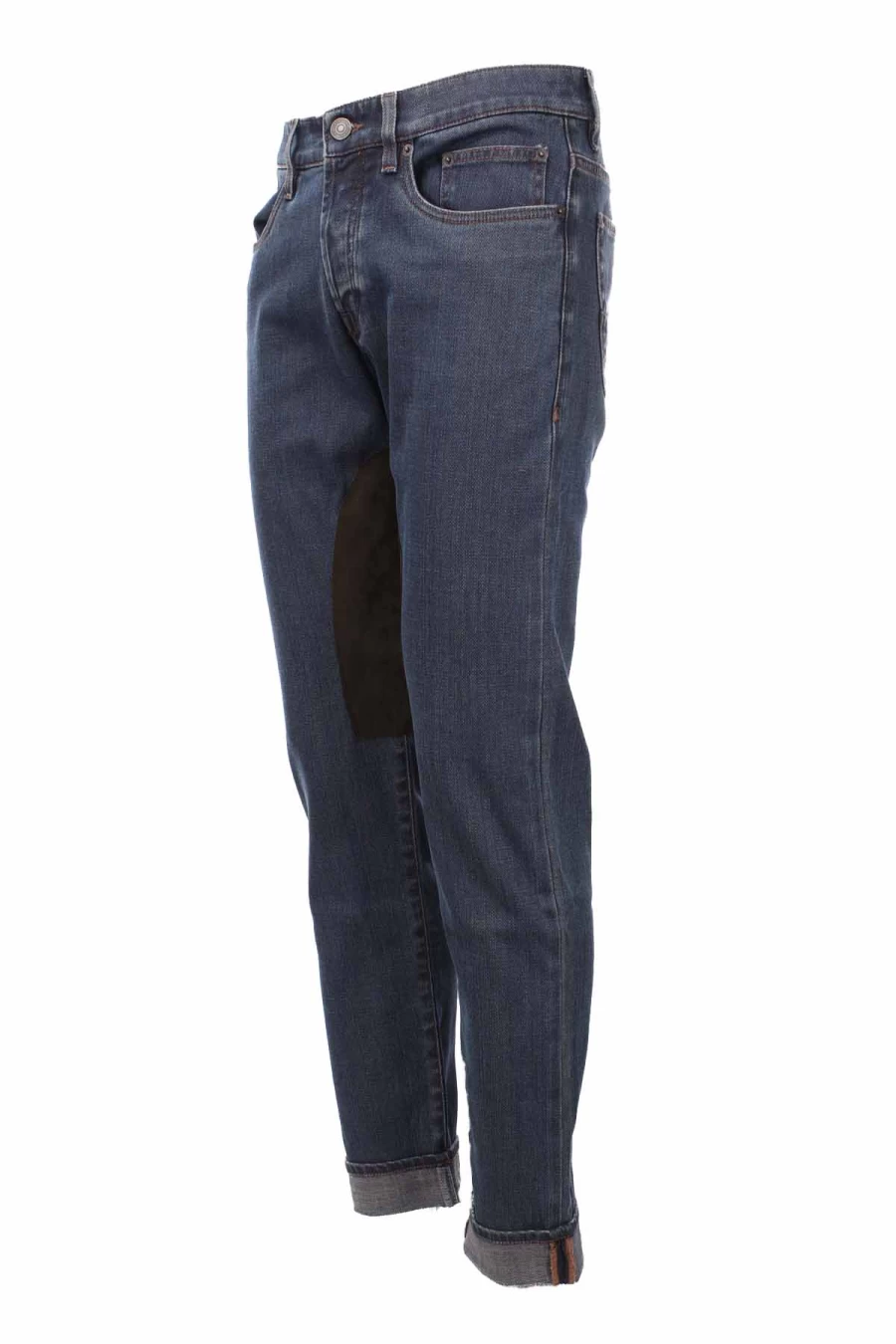Seville Men's Pocket Denim Jeans with Alcantara Patches - Siviglia Collection - Prestigemodauomo