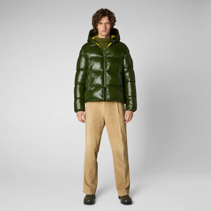 Save The Duck Edgard Shiny Hooded Down Jacket for Men | Waterproof Winter Coat | Lightweight Warm Puffer Jacket
