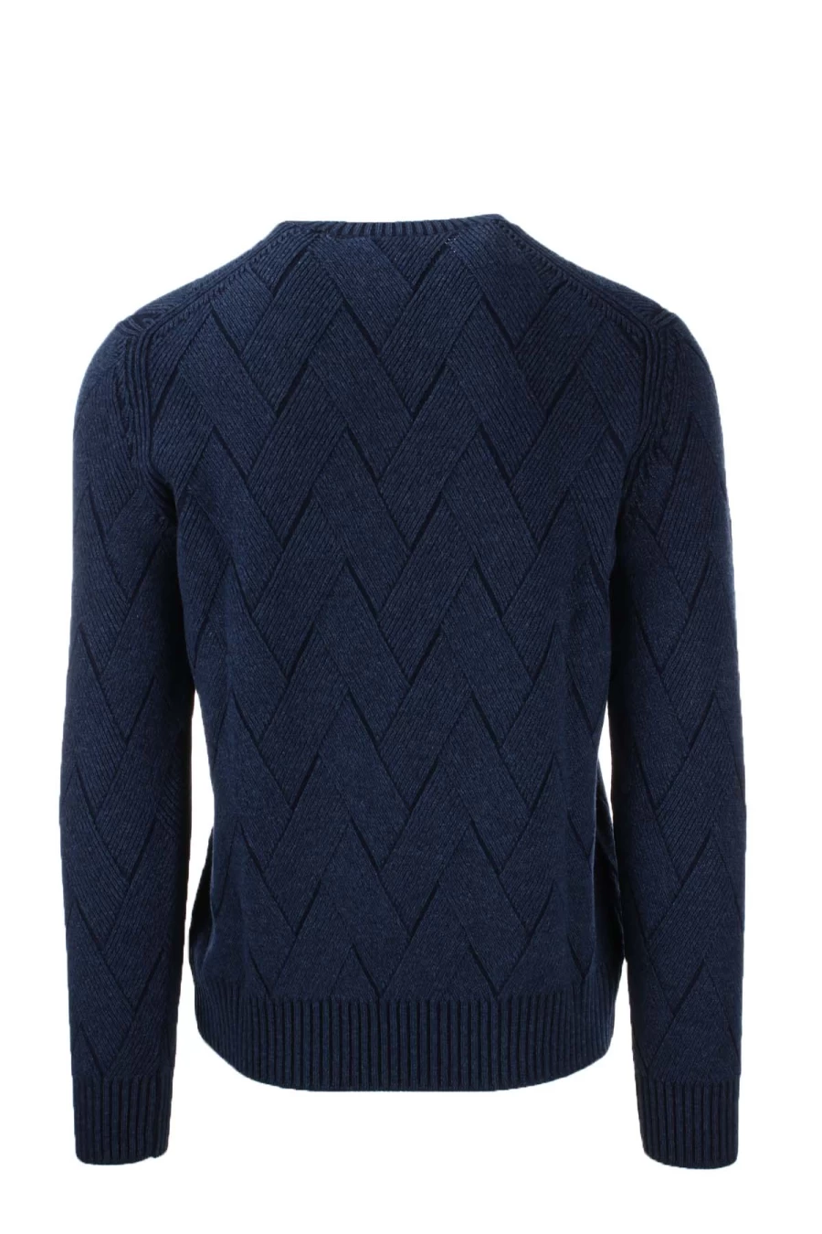 Gran Sasso Wool Cashmere Crewneck Sweater with Inlay Motif - Men's Premium Knitwear