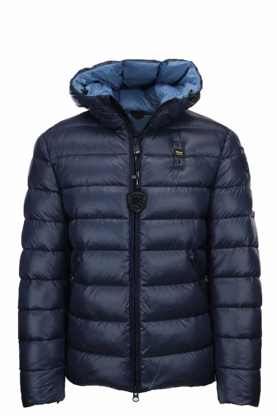 "BLAUER Men's Virgil Eco Hooded Puffer Jacket - Blue - Prestige Collection"