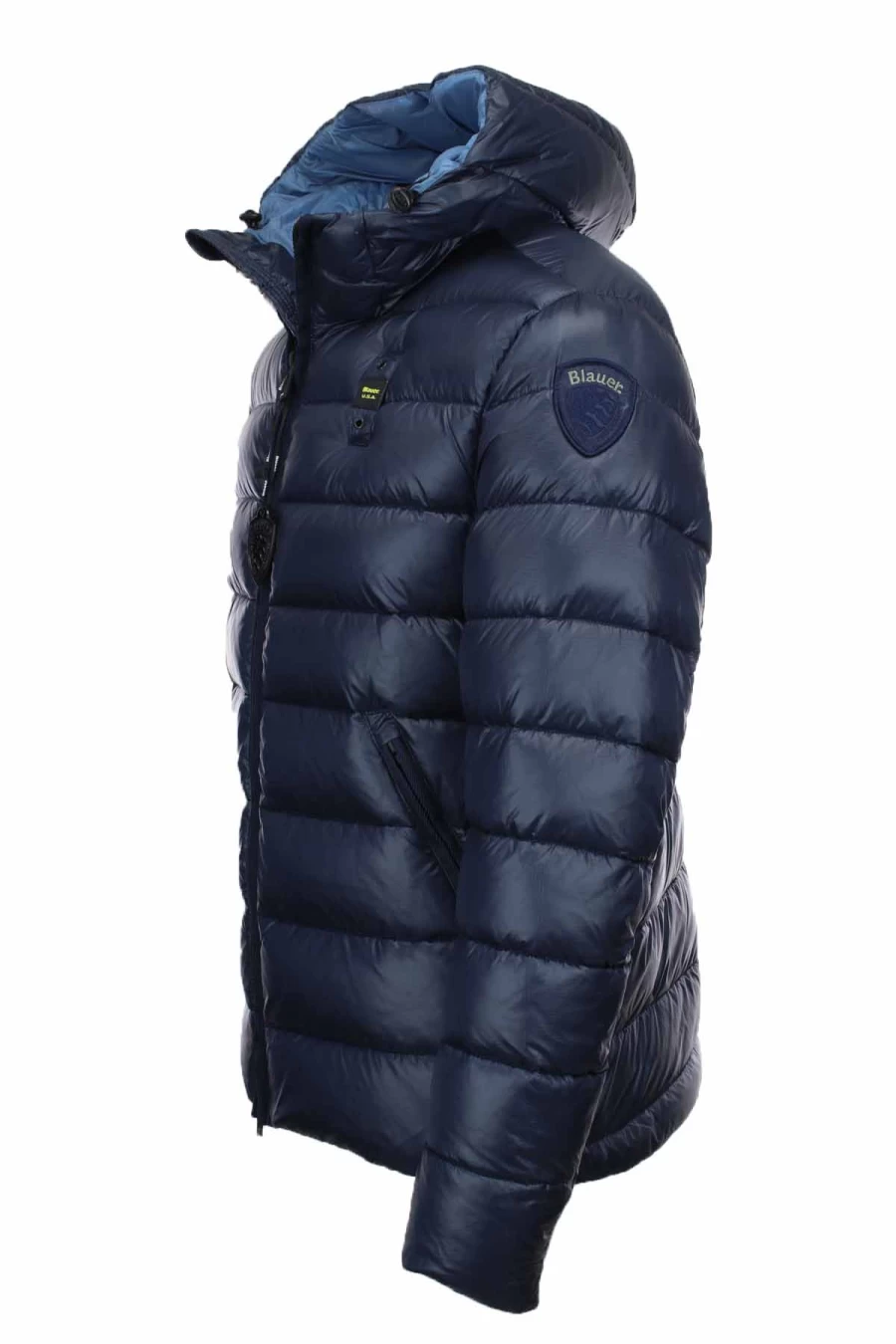 "BLAUER Men's Virgil Eco Hooded Puffer Jacket - Blue - Prestige Collection"
