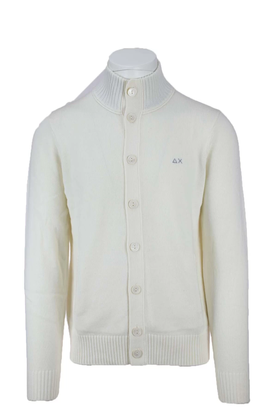 "Sun68 Men's High Neck Button-Up Cardigan Sweater - Premium Knit Pullover"