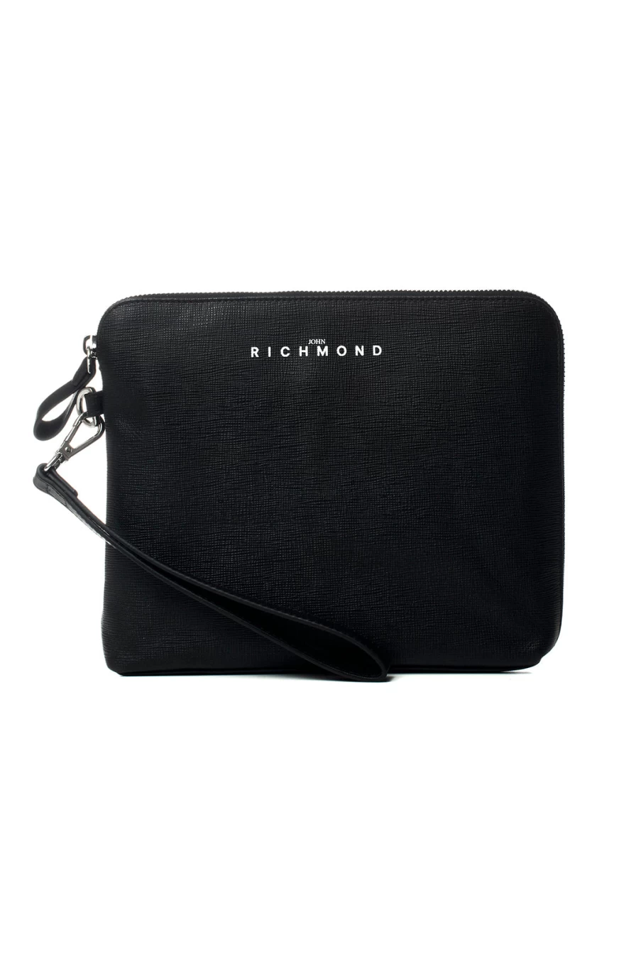 JOHN RICHMOND Saffiano Leather Clutch Bag for Women & Men - Luxury Designer Handbag with Logo - Prestigemodauomo Collection