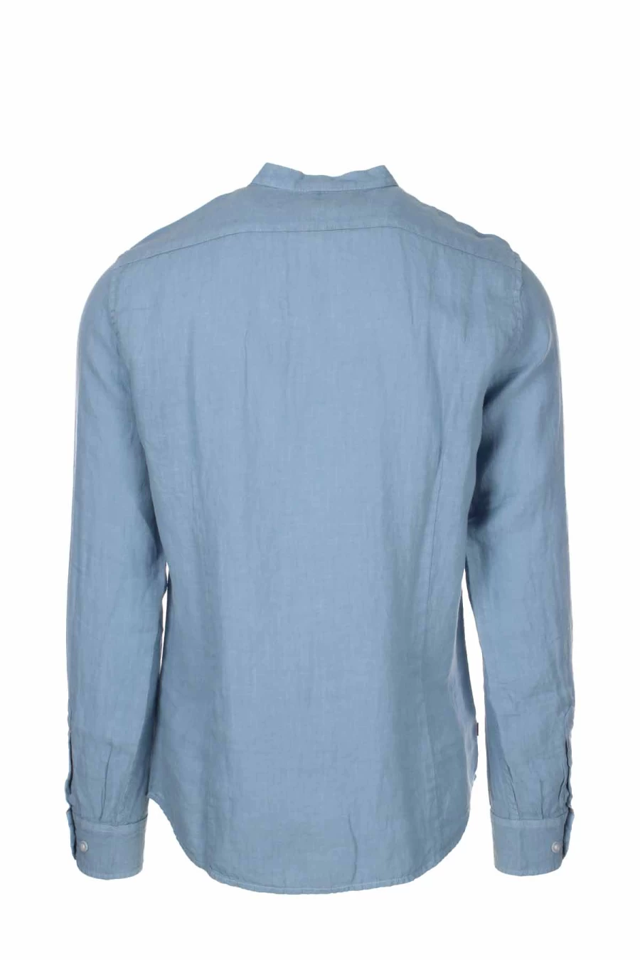 BLAUER Men's Long Sleeve Linen Shirt with Mandarin Collar - Premium Casual Wear