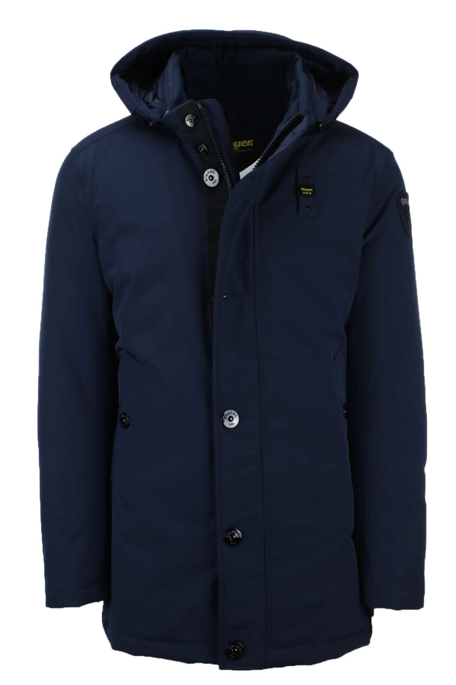 BLAUER Men's Neoprene Parka with Removable Hood - Chester Style Coat for Winter