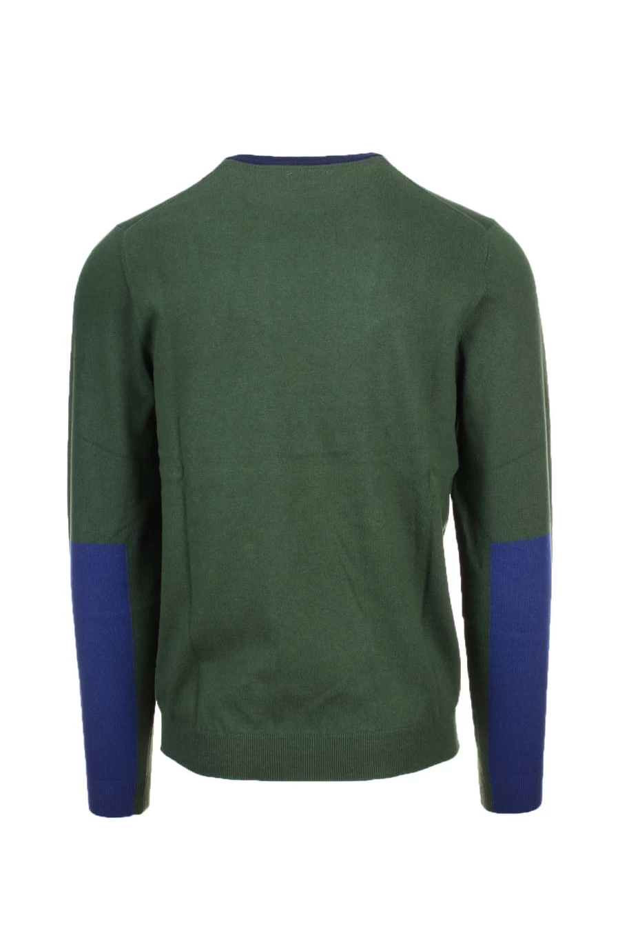 "Sun68 Men's Solid Color Crewneck Pullover Sweater with Contrast Collar - Prestigemodauomo Collection"