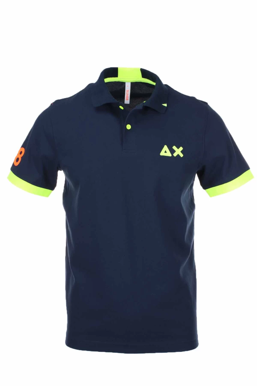 Men's Half Sleeve Polo Shirt with Embroidered Logo | Fluorescent Trim | SUN68 Casual Sport Top
