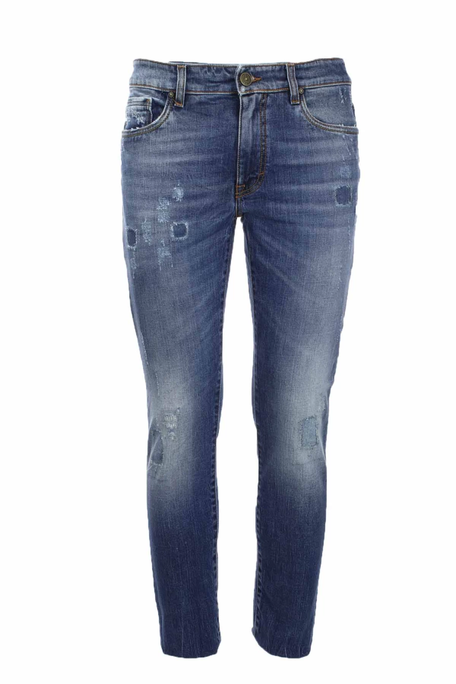 Teleriazed Men's 5 Pocket Distressed Denim Jeans with Rips - Prestigemodauomo Collection