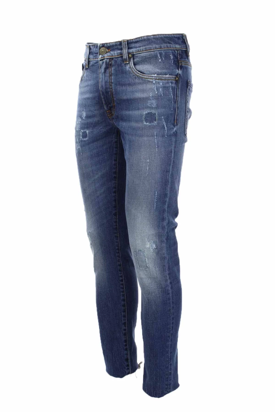 Teleriazed Men's 5 Pocket Distressed Denim Jeans with Rips - Prestigemodauomo Collection