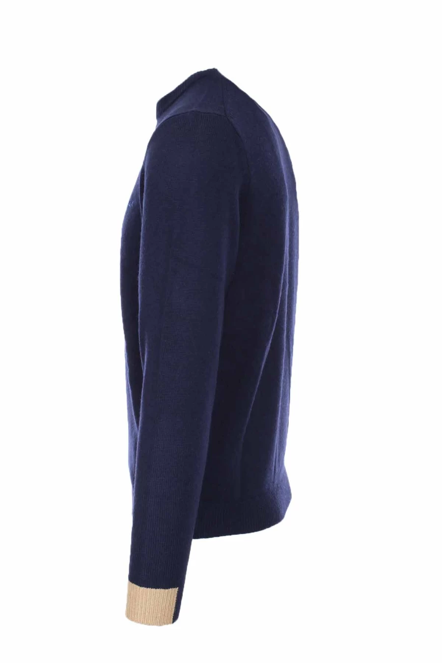 "Sun68 Men's Wool Crew Neck Sweater with Contrast Cuffs - Premium Knitwear"