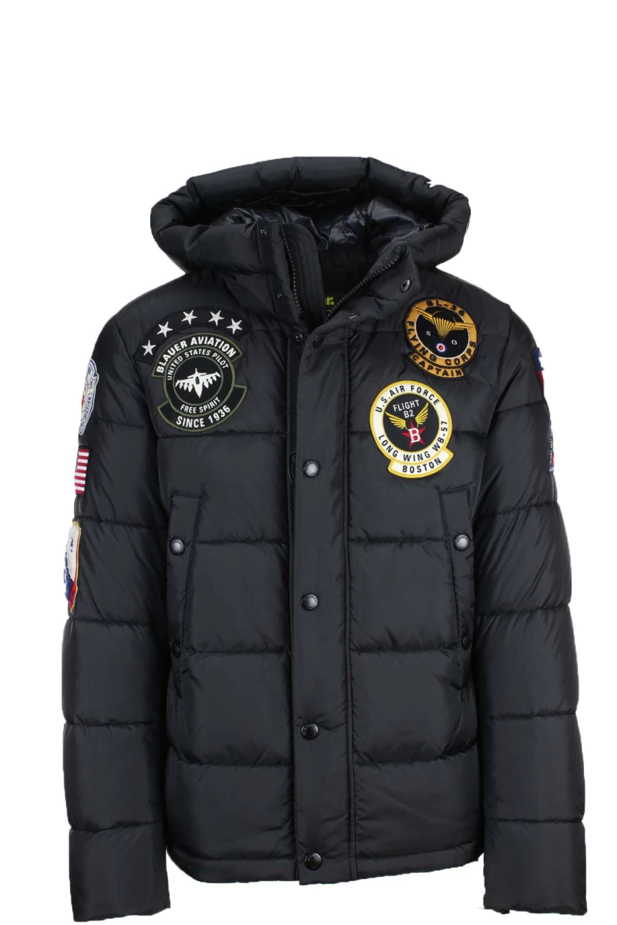 BLAUER Air Force Academy Bomber Jacket with Patches - Men's Military Style Down Coat